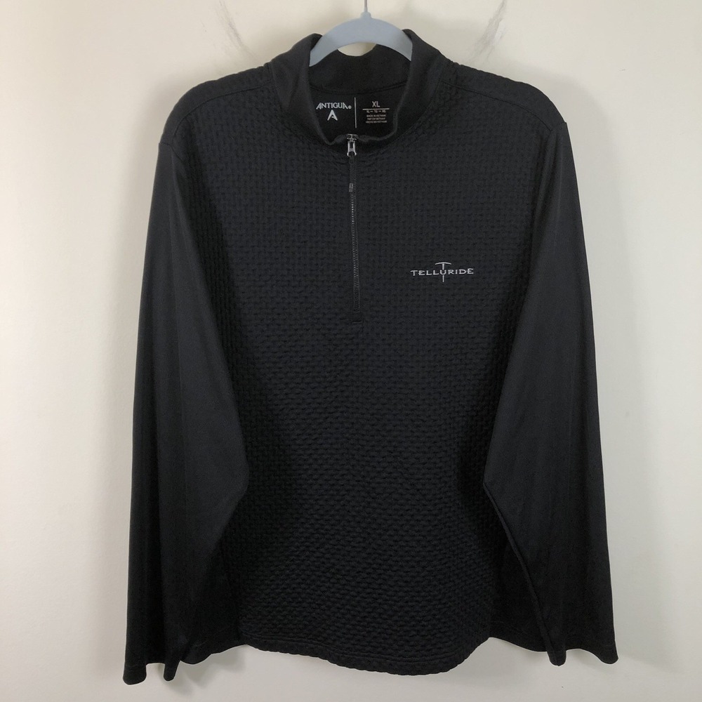 Antigua Telluride 1/4 Zip Pullover Sweatshirt Men's Sz XL Black Textured
